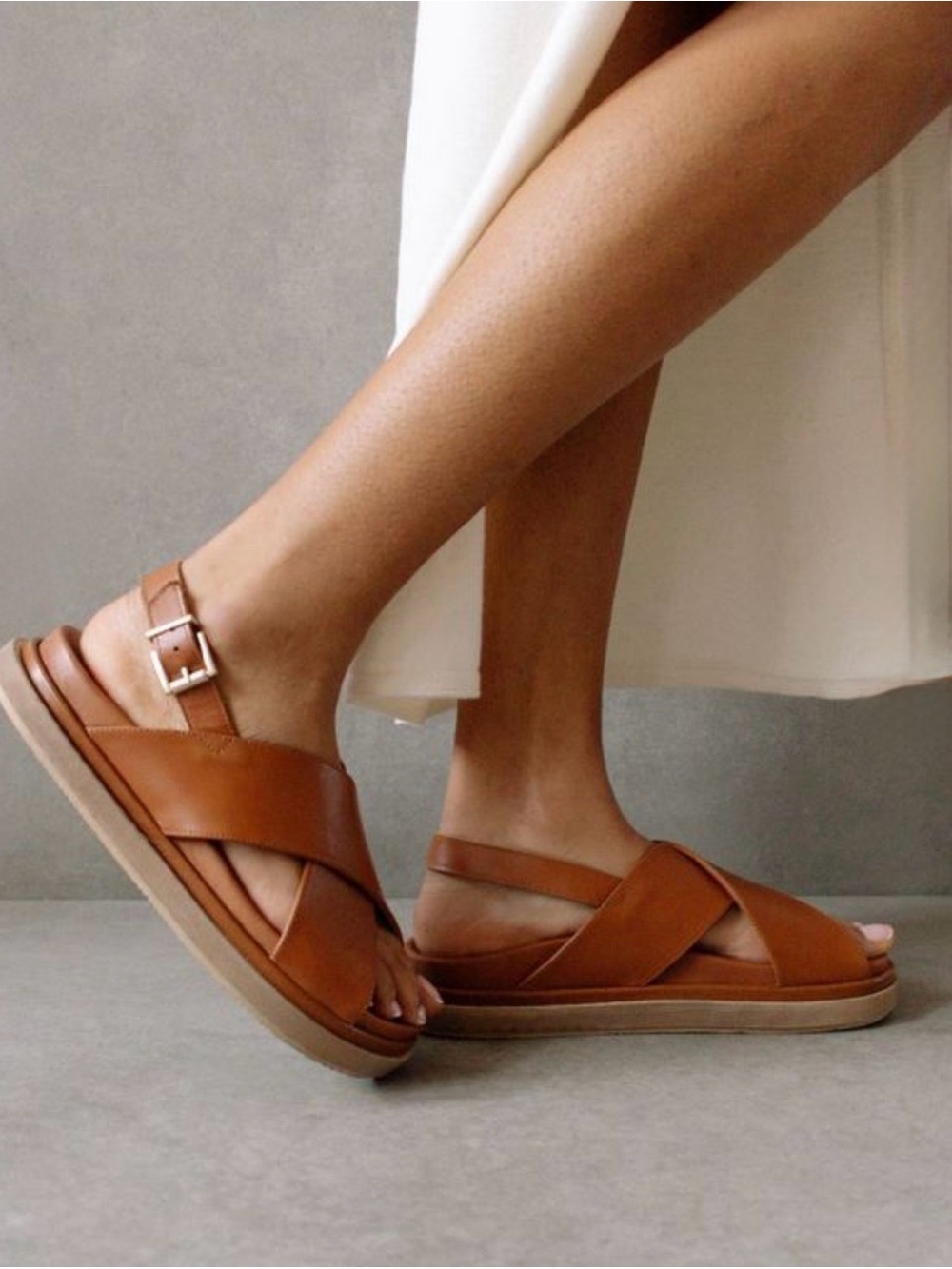 Like New! ✨ Alohas Marshmallow Sandal • Tan Leather • Size 38